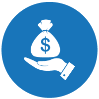 A hand holding money bag logo